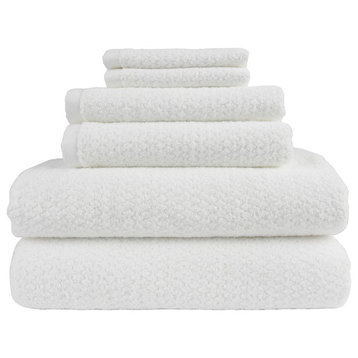 Everplush Diamond Jacquard Bath Towel Set 6 Piece, White
