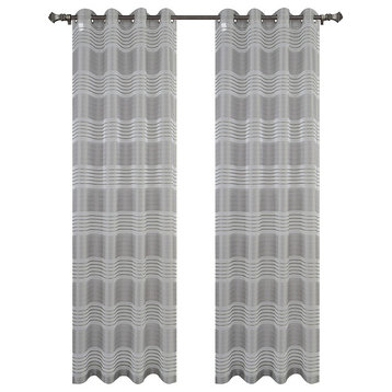 Urbanest Addie Set of 2 Sheer Curtain Panels With Grommets, Gray, 54"x84"