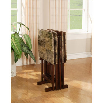 Tray Table Set Faux Marble -Brown