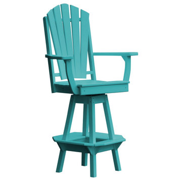 Poly Lumber Adirondack Swivel Bar Chair with Arms, Aruba Blue