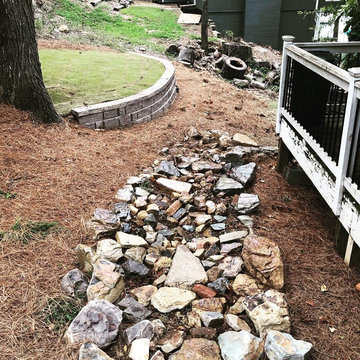 Dry River Bed Drainage/Retaining Wall/New Lawn