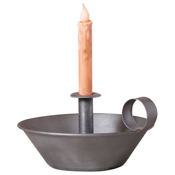 Round Tapered Pan Candle Holder in Antique Tin