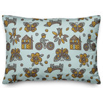 DDCG - Kids Whimsical Folk Pattern in Blue Throw Pillow - Bring some whimsical personality and character to your space with this folk-inspired decorative lumbar throw pillow. This patterned lumbar pillow makes the perfect accent piece because it can be mixed and matched with other pillows to create an eclectic, exciting style. Designed in the United States, this product makes a functional and fun accent piece for your home. The result is a beautiful design you're sure to love.