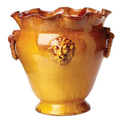 Vietri Rustic Garden Amber Lion Planter - Indoor Pots And Planters