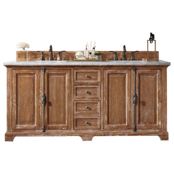 Providence 72" Driftwood Double Vanity, 3 Cm Arctic Fall Solid Surface Top