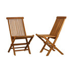 Vega Golden Teak Wood Outdoor Folding Chair, Set of 2