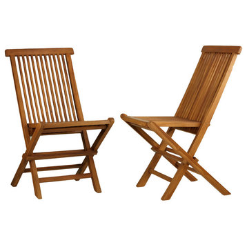 Vega Golden Teak Wood Outdoor Folding Chair, Set of 2