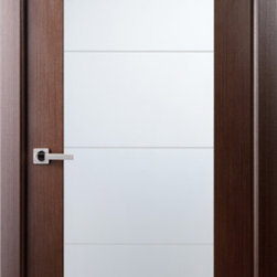 Contemporary African Wenge Interior Single Door Lined Frosted Glass - Interior Doors