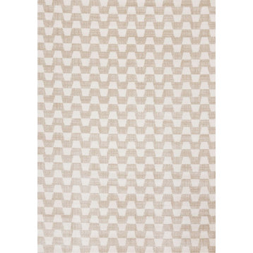 Covington Collection Cream Beige Checkered Area Rug, 5'3"x7'7"