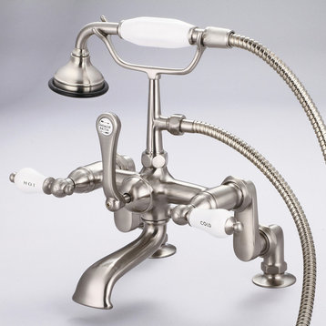 Vintage Adjustable Center Deck Mount Tub Faucet w/Handshower, H&C Lever handles