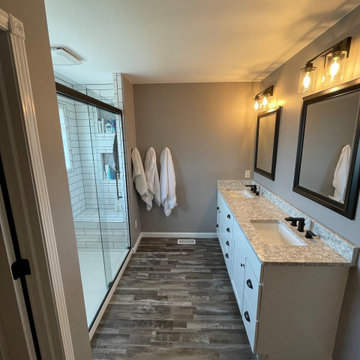 White Subway Tile Shower with Bench in Waterville