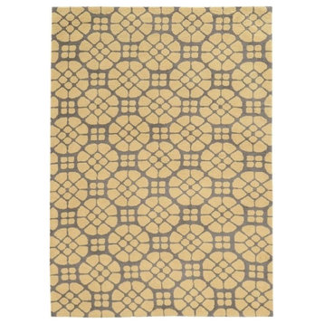 Linon Geo Lynette Hand Tufted Microfiber Polyester 5'x7' Rug in Gray