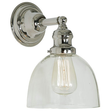 Central Park 1-Light 7" Wall Sconce, Polished Nickel With Clear Glass