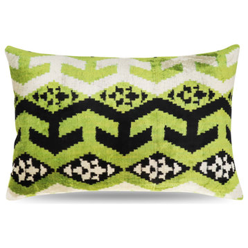 Canvello Decorative Green Black Throw Pillow, 16"x24"