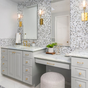Custom Bathroom Vanity with Makeup Station in San Diego Remodel