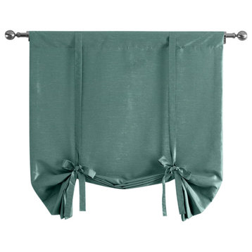 Peacock Dupioni Silk Tie-Up Window Shade Single Panel, 46W x 63L