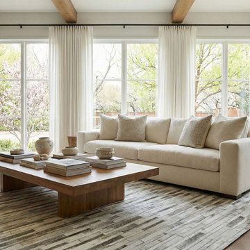 Gray and White Striped Patchwork Cowhide Rug - 252