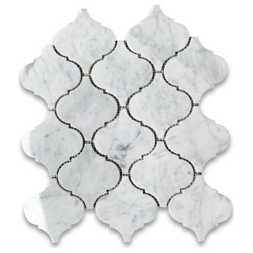 Carrara Marble Arabesque Baroque Lantern Mosaic Tile Venato Polished, 1 sheet