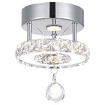 CWI Lighting - Ring LED Flush Mount With Chrome Finish - Easily create glamorous  interiors with the Ring LED Flush Mount. This glittering close-to-ceiling light fixture has a chrome-finished ceiling plate that holds a crystal-embellished halo with built inch LED. For added visual appeal, a faceted crystal ball dangles at the center. Light up your home with this modern glam light and enjoy a luxe ambiance day and night. Feel confident with your purchase and rest assured. This fixture comes with a three years warranty against manufacturers defects to give you peace of mind that your product will be in perfect condition.