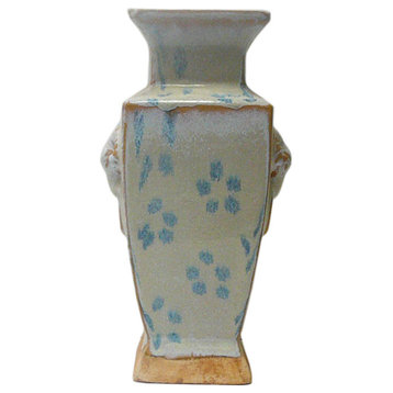 Chinese Rustic Light Blue Glaze Ceramic Vase