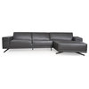 Clifford Full Leather Sectional 5pcs, Charcoal