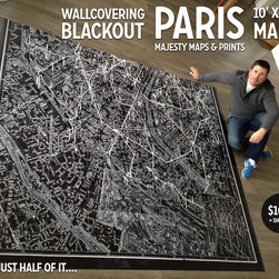 10' x 15'  Paris Map Wallcovering Blackout - Wallpaper