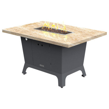 Rectangular Fire Pit Table, 52x36x1.5, Natural Gas, So Cal Special Top, Gray
