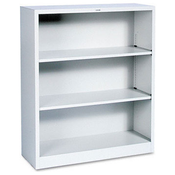 Hon Metal Bookcase, Three-Shelf, 34-1/2"X12-5/8"X41", Light Gray