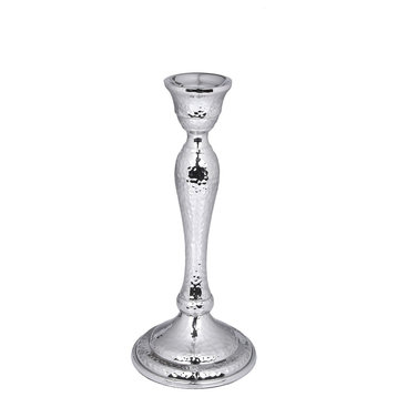 Classic Touch Nickel Candlestick, 8.75"H