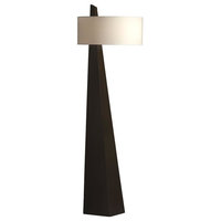 Nova of California Obelisk Modern Style Floor Lamp, Brown, White Linen Shade