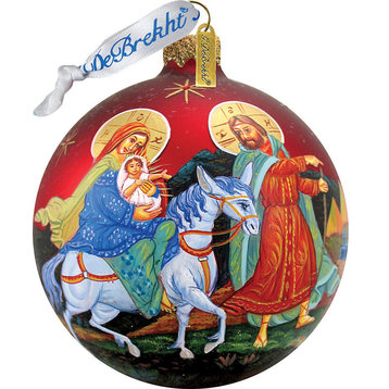 Hand Painted Scenic Glass Ornament Nativity Ball