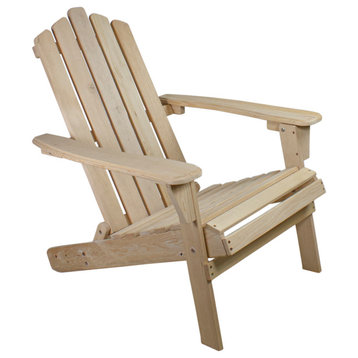 36" Natural Brown Classic Folding Wooden Adirondack Chair