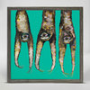 "Sloths Hanging Out on Bright Teal" Mini Framed Canvas by Eli Halpin