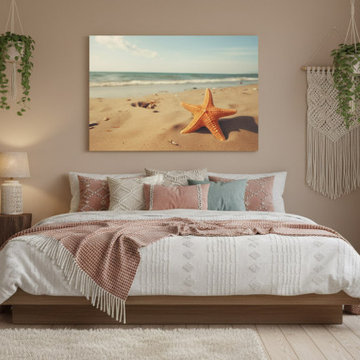 A Moment of Serenity Starfish on Beach Boho Style Wall Art