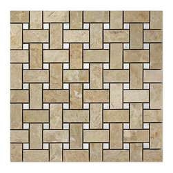 Bursa Beige Basketweave Mosaic with Milas White Dots - Home Accessories & Decor