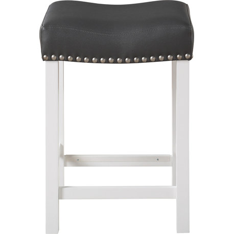 Zermatt Counter Stool (Set of 2) - White Finish, Black Seat