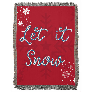 Let it Snow Red Woven Blanket, 60x80