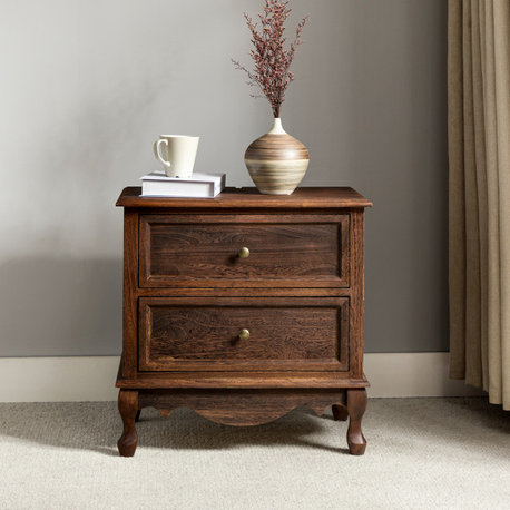 Hippe Storage Nightstand with Two Drawers, Walnut