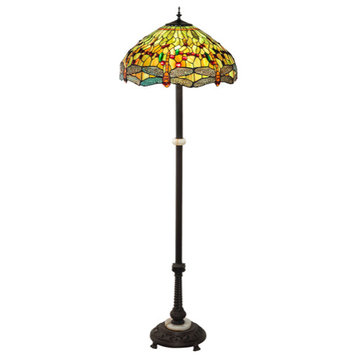 Meyda Lighting 37702 62" High Tiffany Hanginghead Dragonfly Floor Lamp