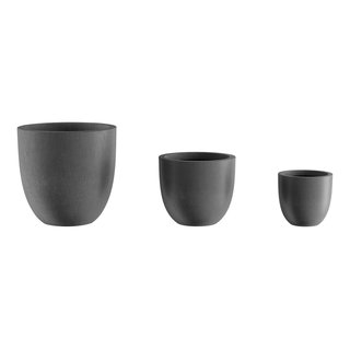 Fiber Clay Planters - 3-Piece Varying Height Textured Pot Set - Rounded  Bottom and Drainage Holes for Herbs, Plants, or Flowers by Pure Garden  (Gray)