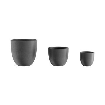 Pure Garden Set of 3 Fiber Clay Outdoor Planters, Tapered Gray