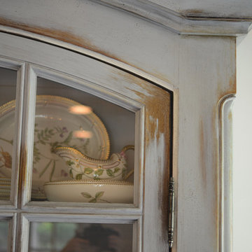 Antiquing faux finish on custom built hutch.