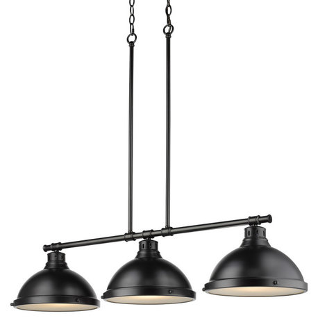Duncan 3 Light Linear Pendant, Black, Matte Black Shades