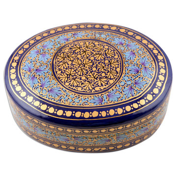Novica Papier Mache Decorative Box Kashmir Blue