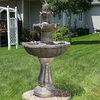 Sunnydaze 2-Tier Pineapple Water Fountain Solar-on-Demand Fountain, 33"