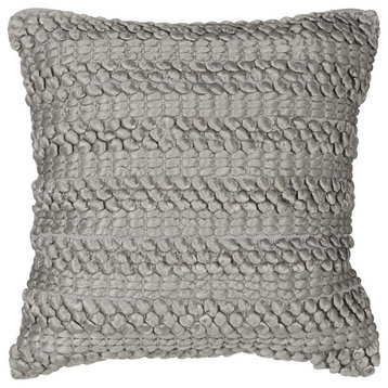 Mina Victory Life Styles Woven Stripes Silver Gray Throw Pillow