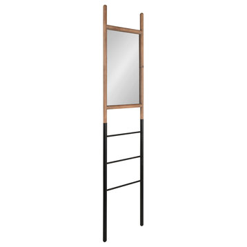 Trygg Rustic Leaning Ladder Mirror, Natural/Black 17x73
