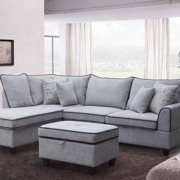 Harmony 99.5" Fabric Sectional Sofa with Left-Facing Chaise and Storage Ottoman
