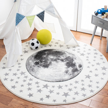 Safavieh Carousel Kids Collection CRK135A Rug, Ivory/Grey, 4' X 4' Round