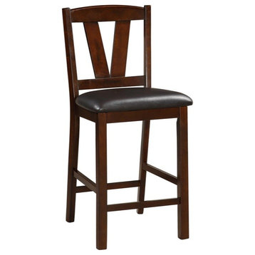 Benzara BM166593 Rubber Wood Counter Height Armless Chair, Walnut Brown,Set of 2